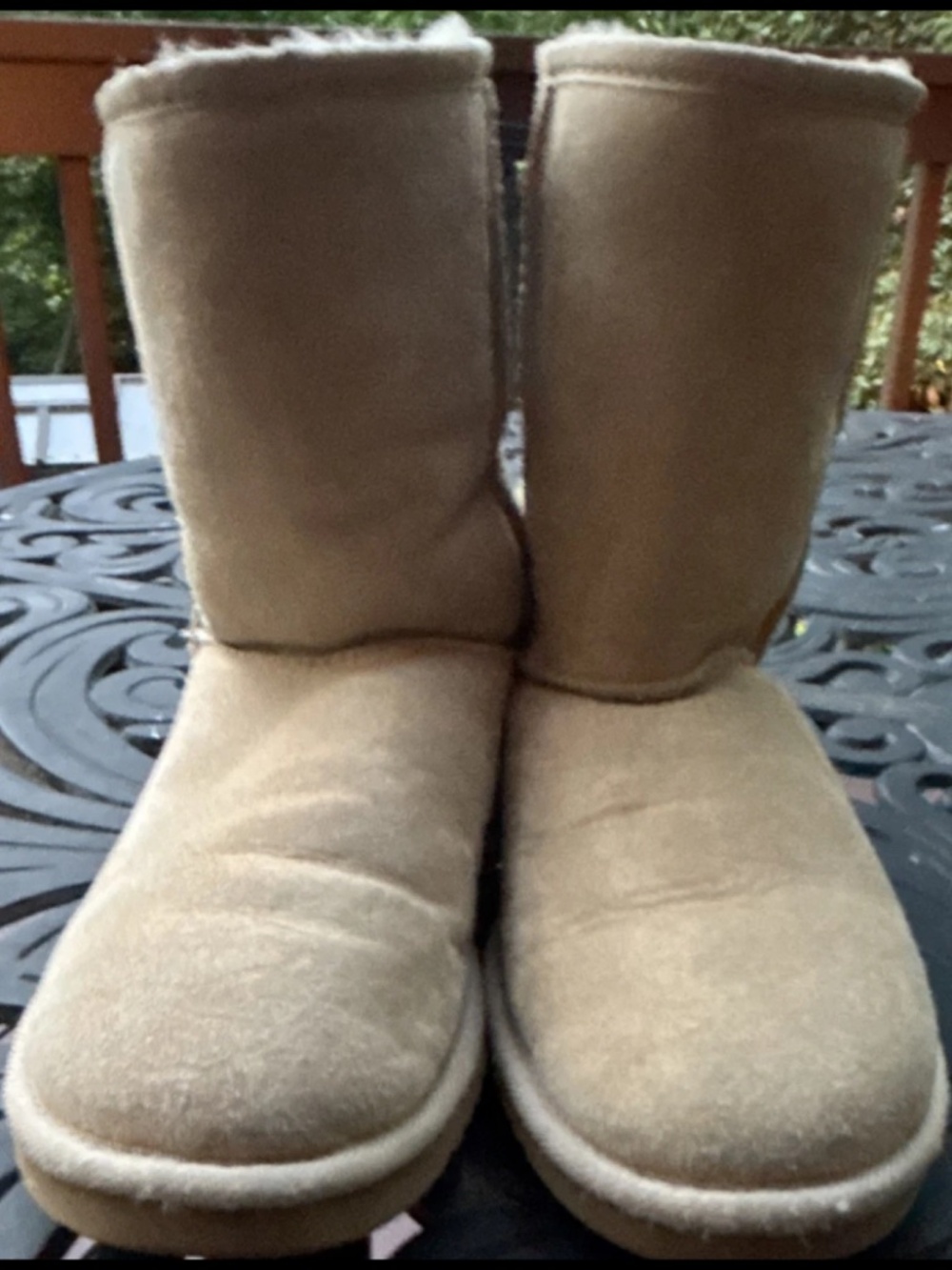 UGG Classic Short 5825 Beige Suede Sheepskin Lined Mid-Calf Pull On Boot 6